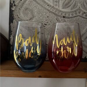 Set of Two Nautical-Themed Wine Glasses